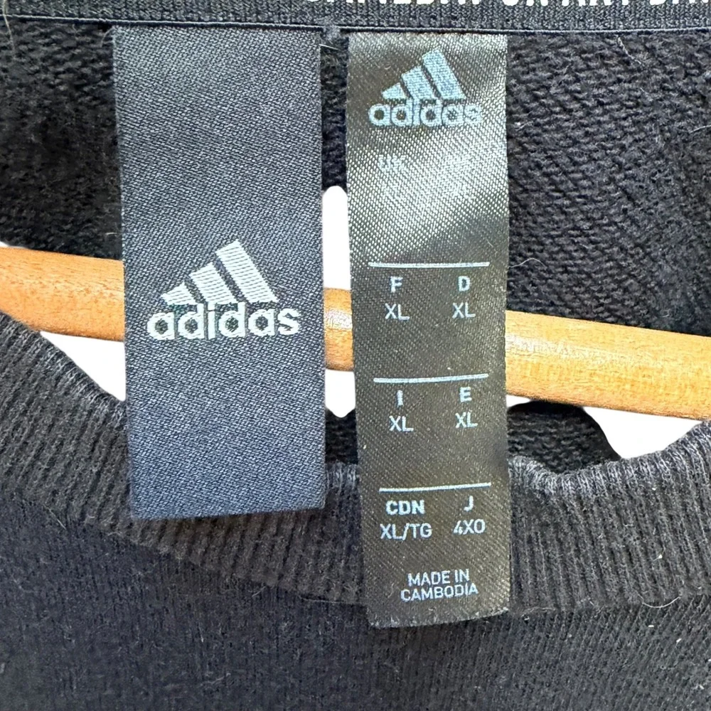 Adidas Trefoil Graphic‎ Crewneck Sweatshirt Black Streetwear Casual Mens XL